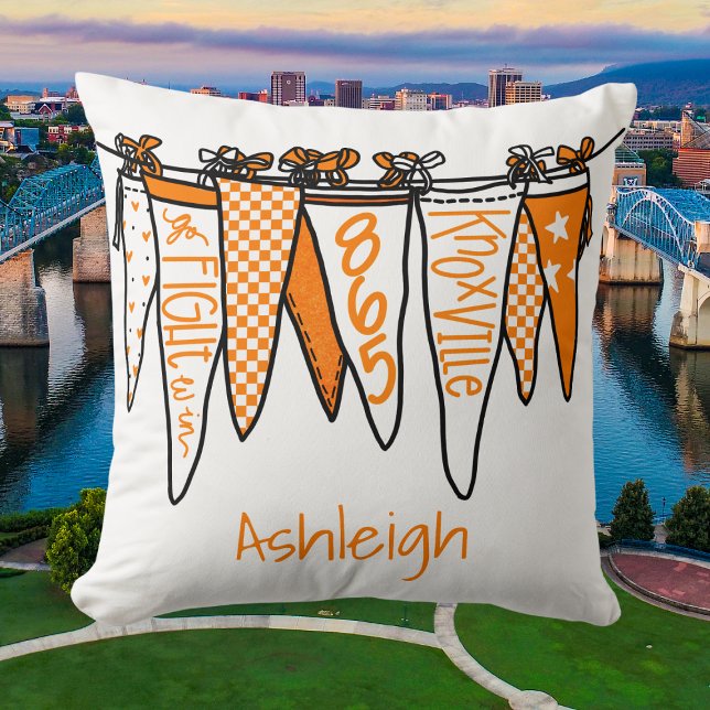 Personalized Knoxville Orange & White Pennant  Throw Pillow (Creator Uploaded)