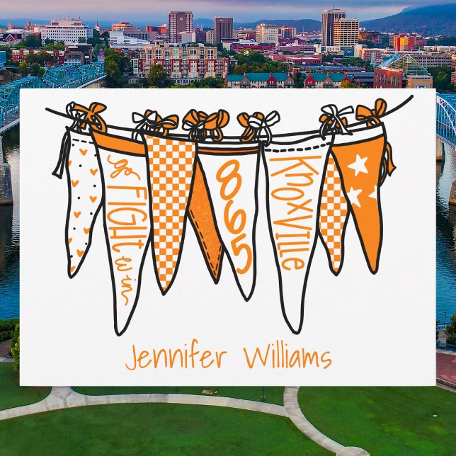 Personalized Knoxville Orange & White Pennants Note Card (Creator Uploaded)