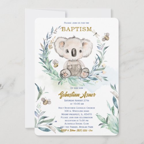 Personalized Koala Baptism Template
