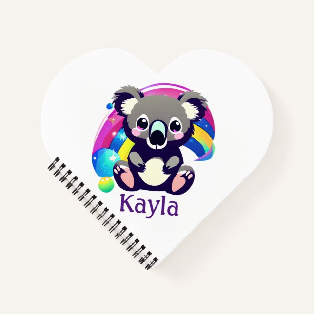 Personalized Koala Bear and Rainbow Notebook (Front)