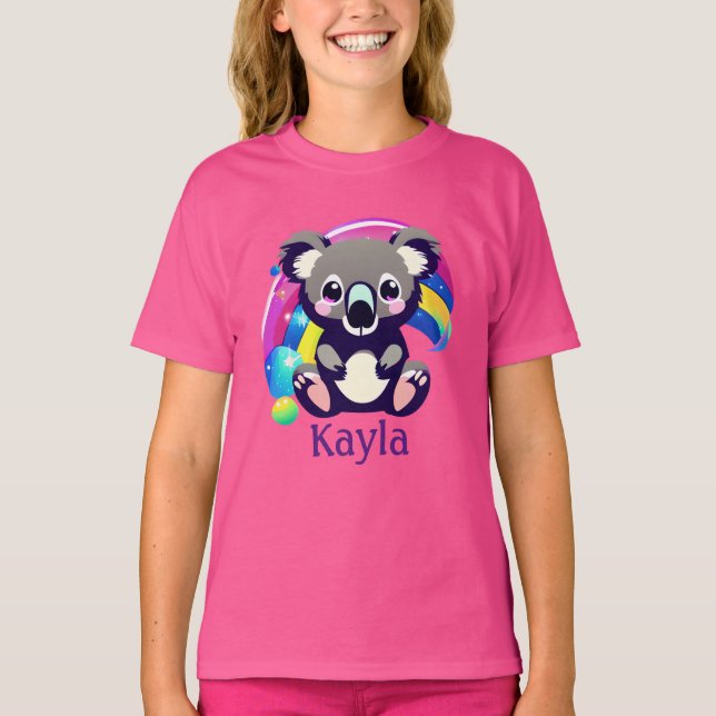 Personalized Koala Bear and Rainbow T-Shirt (Front)