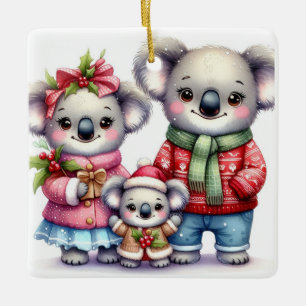 Personalized Koala Bear Family Christmas Ceramic Ornament