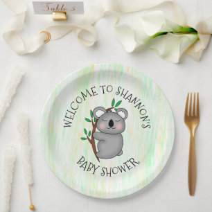 Personalized Koala Bear Themed Baby Shower Paper Plates