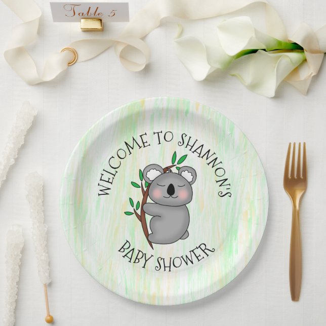 Personalized Koala Bear Themed Baby Shower Paper Plates (Wedding)