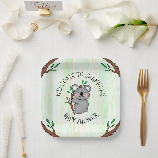 Personalized Koala Bear Themed Baby Shower Paper Plates (Wedding)