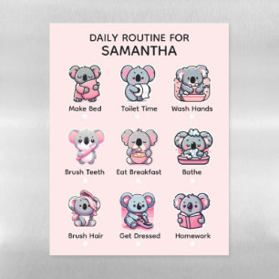Personalized Koala Daily Routine Chart   Kids Star Magnetic Dry Erase Sheet