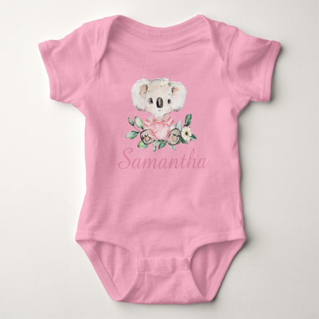 Personalized Koala Floral T Shirt for 1st Birthday (Front)