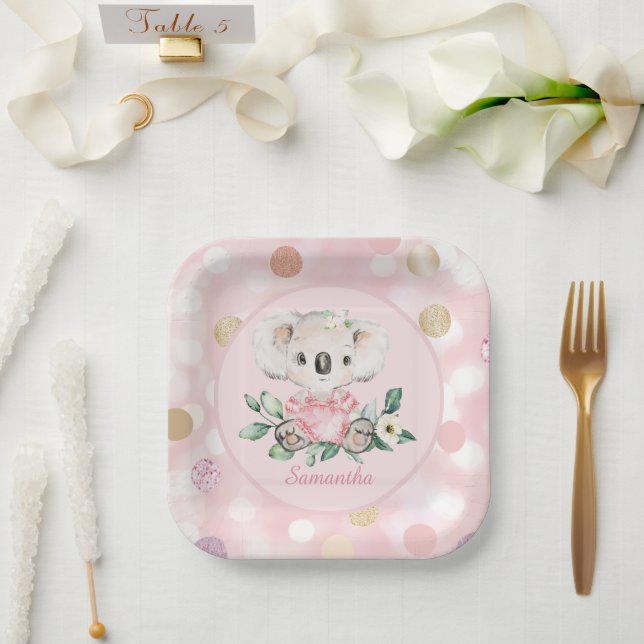 Personalized koala paper plates (Wedding)