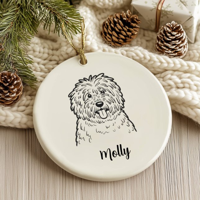Personalized Komondor Dog Christmas Ceramic Ornament (Creator Uploaded)