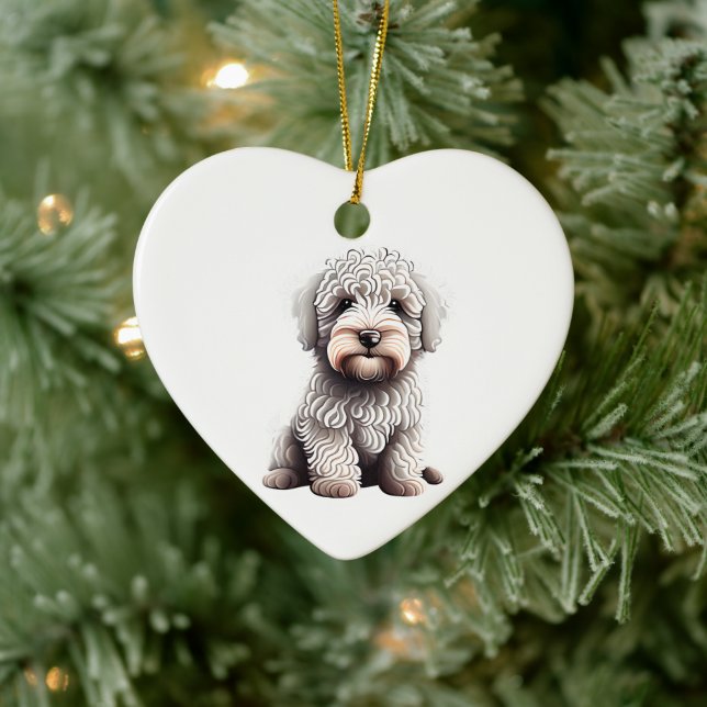 Personalized Komondor Puppy Ceramic Ornament (Tree)