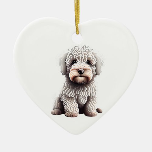 Personalized Komondor Puppy Ceramic Ornament