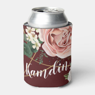 Personalized Koozie Can Holder Geometric Wine