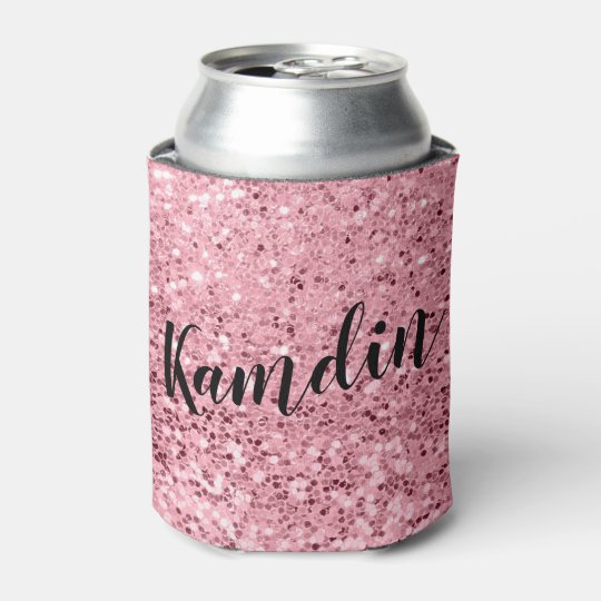 Personalized Koozie Can Holder Rose Gold Glitter
