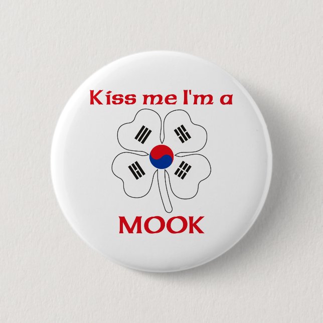 Personalized Korean Kiss Me I'm Mook Pinback Button (Front)