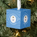 Personalized Korean (South) Angel Hanukkah Flag Cube Ornament<br><div class="desc">Designed for families with multiple religions, this cube ornament has blue and white squiggly squares for Hanukkah, making up the background for this Republic of Korea flag or South Korean flag angel. Add a name, yours or someone else's for a personalized gift. Customize by adding the correct year for your...</div>