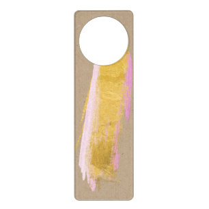 Personalized Kraft Gold Pink Brush Door Hanger