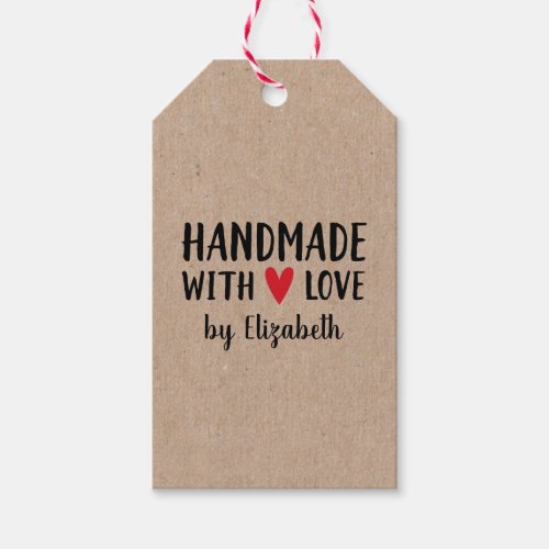 Personalized Kraft Handmade With Love Gift Tags