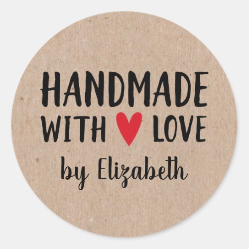 Personalized Kraft Handmade With Love Sticker