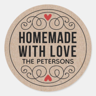 Personalized Kraft Homemade With Love Classic Round Sticker