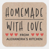 Personalized Kraft Homemade With Love Square Sticker