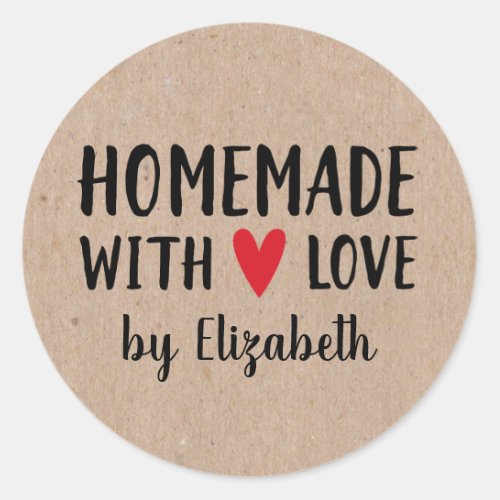 Personalized Kraft Homemade With Love Sticker