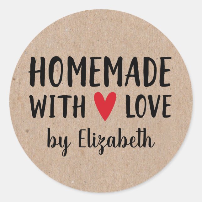 Personalized Kraft Homemade With Love Sticker (Front)