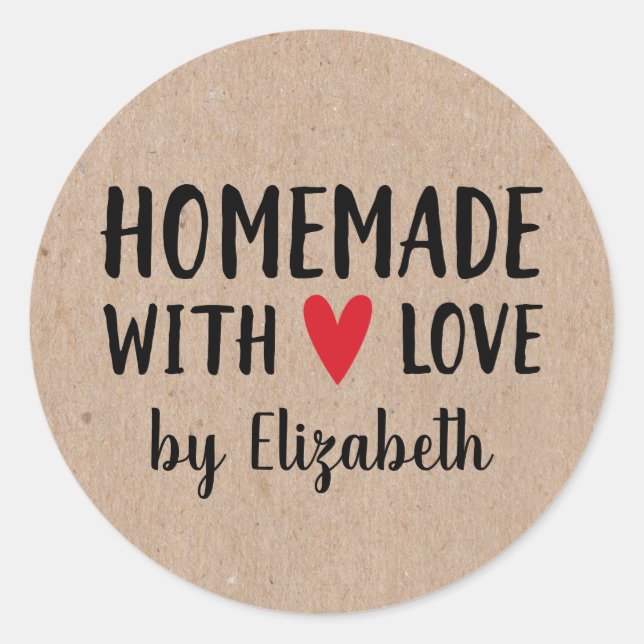 Personalized Kraft Homemade With Love Sticker (Front)