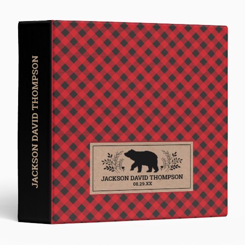 Personalized Kraft Lumberjack Baby Book 3 Ring Binder