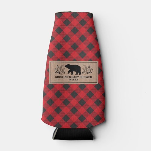 Personalized Kraft Lumberjack Buffalo Plaid Bottle Cooler