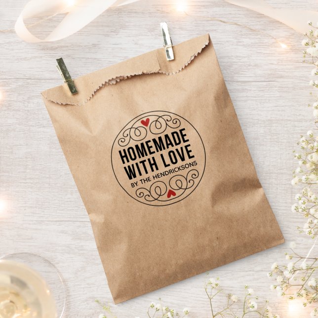 Personalized Kraft Made With Love Favor Bag (Clipped)
