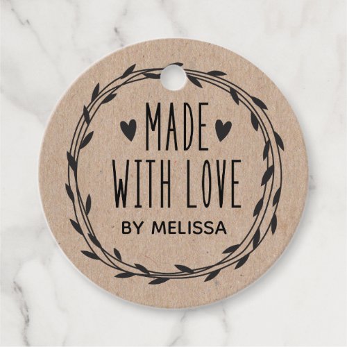 Personalized kraft Made With Love Favor Tags