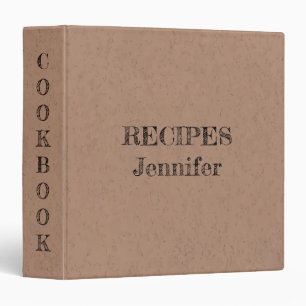 Personalized Kraft paper Cookbook 3 Ring Binder