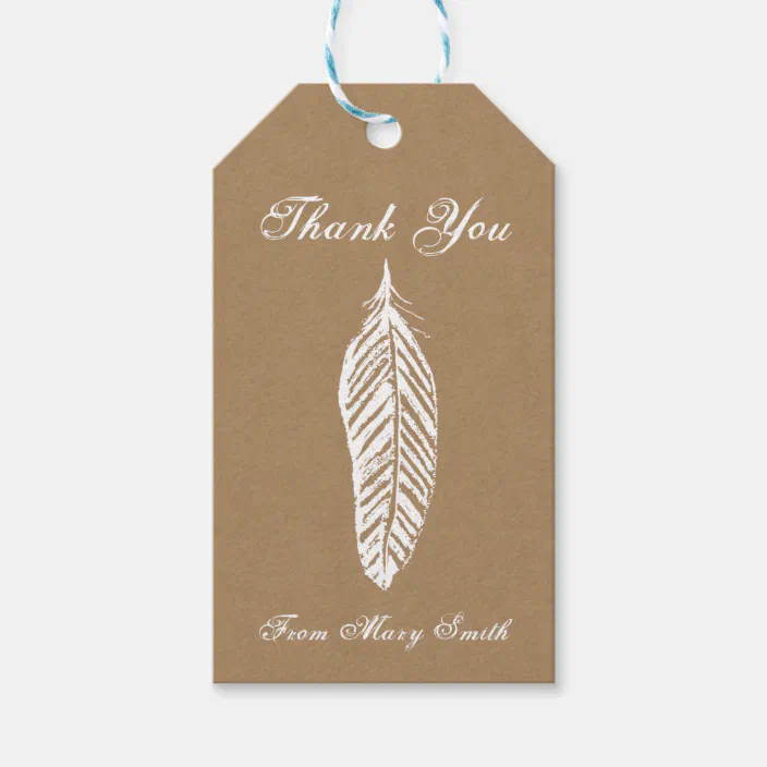 Personalized Kraft Paper Feather Gift Tag Zazzle Com<script async src=