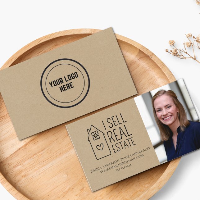 Personalized Kraft Paper I Sell Real Estate Photo Business Card (I Sell Real Estate Business Card)
