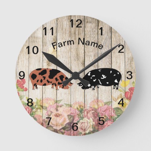 Personalized KuneKune Pig Farm Round Clock