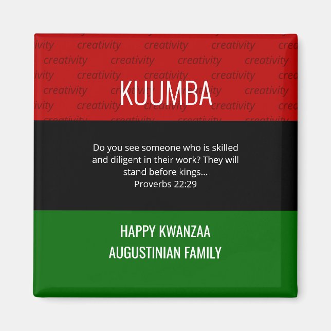Personalized KUUMBA Happy Kwanzaa  Magnet (Front)