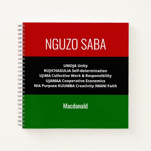 Personalized Kwanzaa Notebook