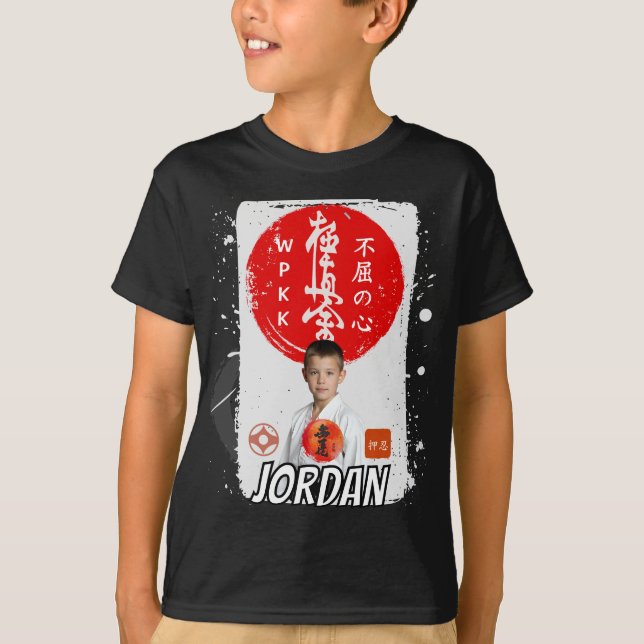 Personalized Kyokushin Karate Photo Kids Shirt (Front)