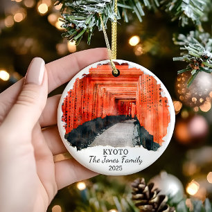 Personalized Kyoto Ornament, Japan Gift Ceramic Ornament