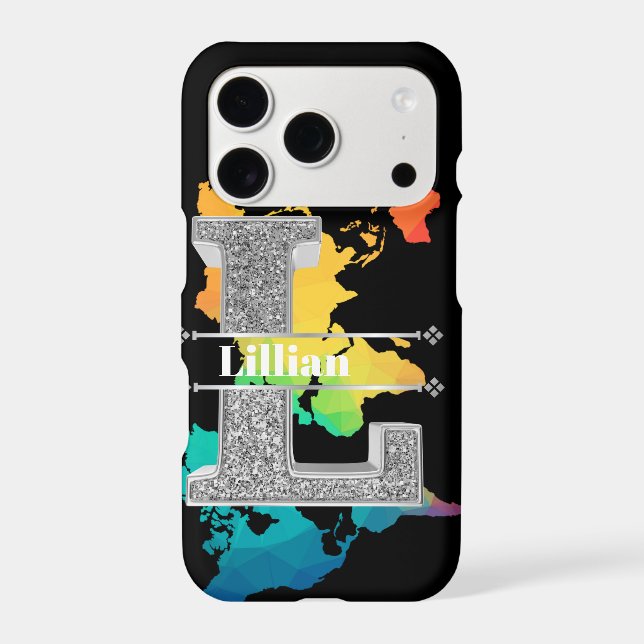  Personalized L Initial Silver Monogram Your Name Iphone Case (Back)
