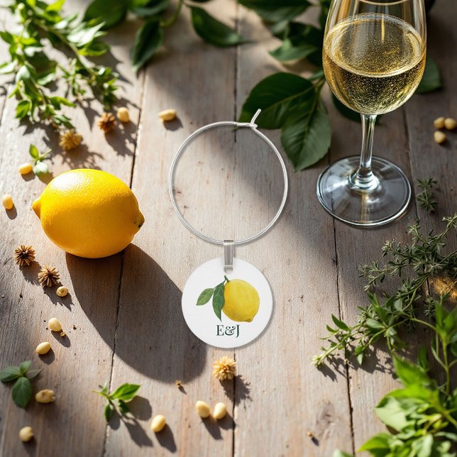 Personalized "La Dolce Vita" Lemon Italian Wedding Wine Charm (Personalized "La Dolce Vita" Lemon Italian Wedding Wine Charm)