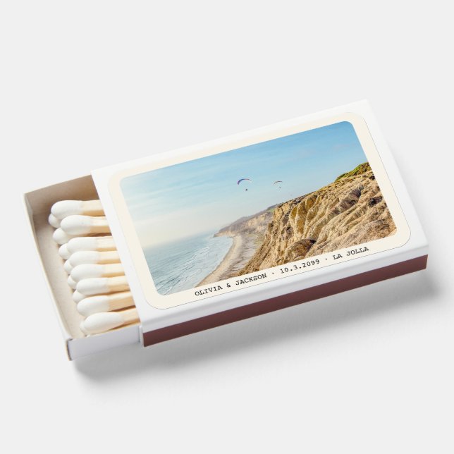 Personalized La Jolla Wedding Favor Matches (Front Open)