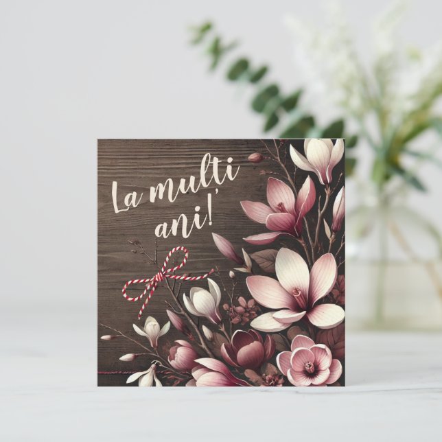 Personalized "La Mulți Ani" Card Rustic Crocus (Standing Front)