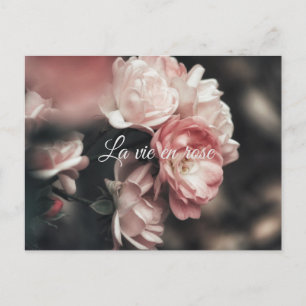 Personalized/ La Vie En Rose/ Floral Postcard