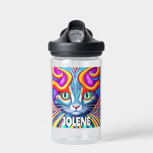 Personalized Label   Unique Mystical Kitty Cat Water Bottle