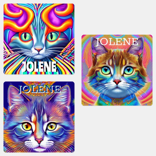 Personalized Labels | Unique Mystical Kitty Cat (Group)