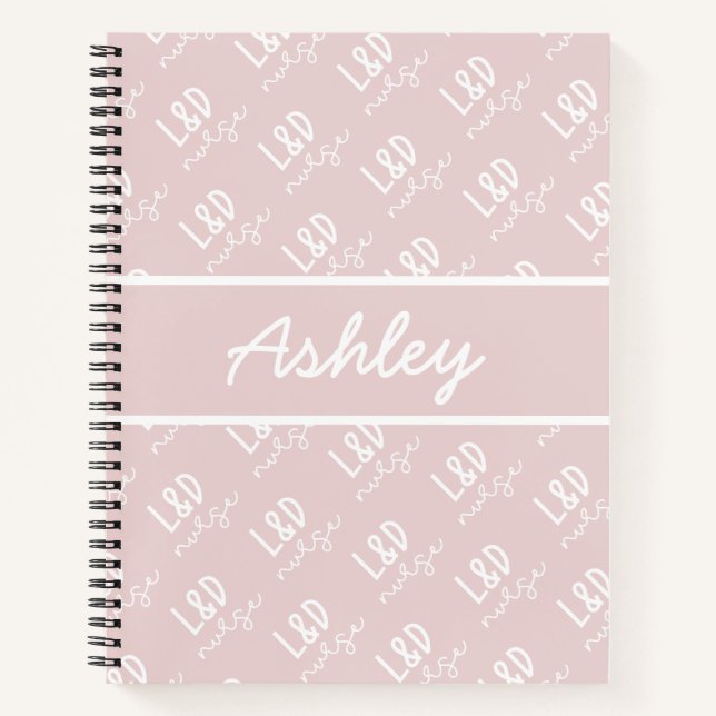Personalized Labor and Delivery Nurse Pattern  Notebook (Front)