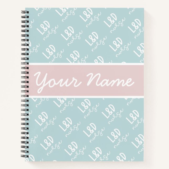 Personalized Labor and Delivery Nurse Pattern  Notebook (Front)