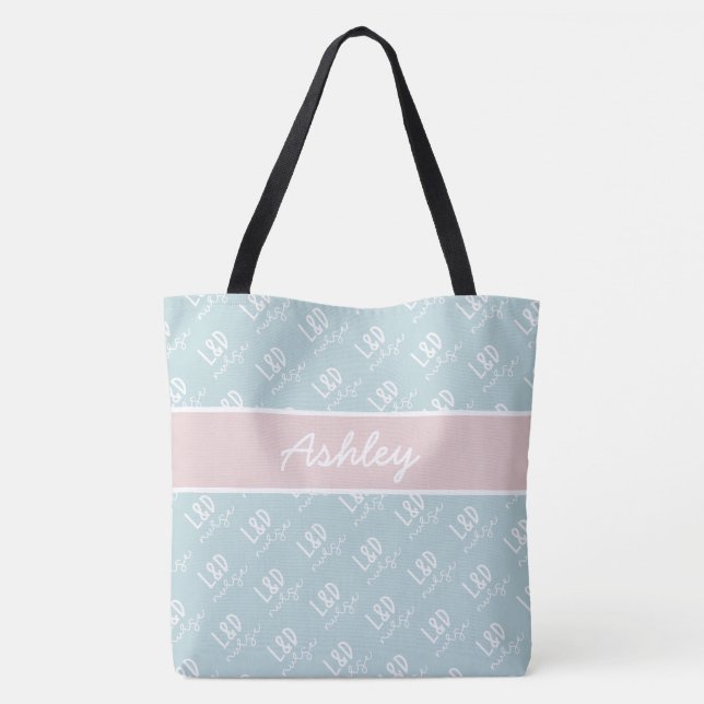 Personalized Labor and Delivery Nurse Pattern Tote (Back)
