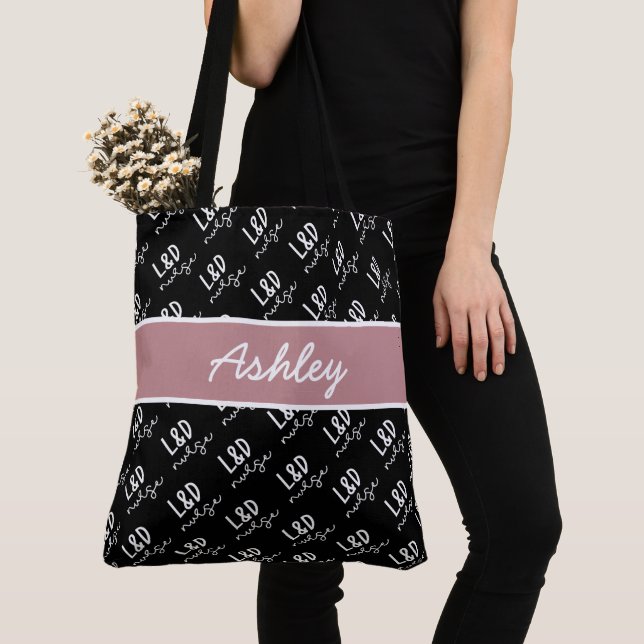 Personalized Labor and Delivery Nurse Pattern Tote (Close Up)